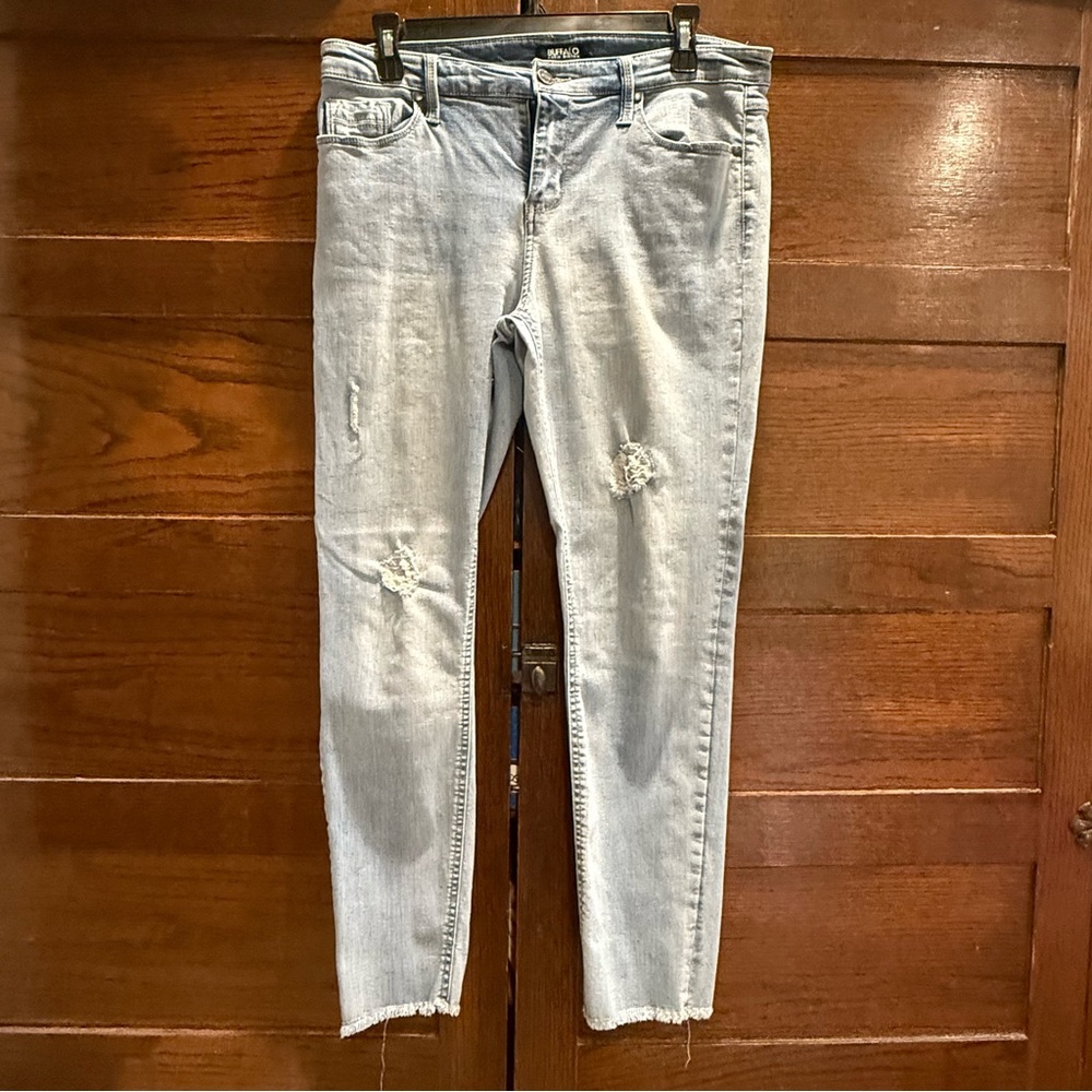 ✅5/$25 Buffalo David Bitton 10 Light Blue Ankle Jeans distressed mid rise skinny